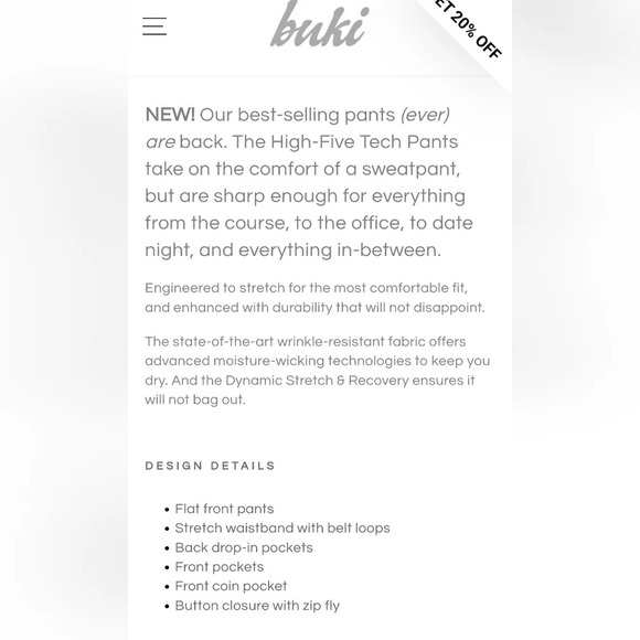 Buki Seattle •Size Medium (32-34)• High-Five Tech Pants Heather Gray $198 retail - Picture 11 of 13